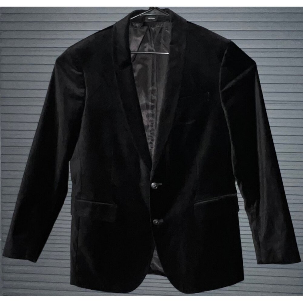 J. Ferrar Black Velvet Blazer‎ Mens Slim Fit Stretch Jacket Size 44R NWOT